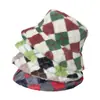 Gorro de Invierno para Mujer Transfronterizo Amazon Europa y América Moda Otoño e Invierno Color Geométrico Cuadros de Diamantes Sombrero de Pescador Imitación de Piel de Conejo para Mujer