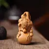 Tallado en Madera de Tuya Natural Calabaza Mango Adornos Tallado en Madera Decoración de Escritorio Artesanías de Material Oscuro Viejo Talladas a Mano