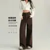 Pantalones de pierna recta, color café de moda, no ajustados, nuevo estilo casual otoño/invierno, adelgazantes, holgados, de pierna ancha y hasta el suelo