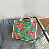 Bolsa de tela con flores grandes retro del noreste, moda nacional, bolso de hombro portátil, estilo coreano para mujer, estilo étnico casual, bolsa de almuerzo portátil