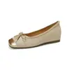 Sapatos baixos de couro genuíno estilo francês, com aumento interno de 5 cm de altura, em blocos de cor, para mulheres, sapatilhas de laço macias de sola macia, estilo vintage