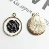 Accesorios para el cabello hechos a mano DIY estilo coreano material de lazo pendientes con colgante redondo de gota de aceite rosa accesorios de joyería de aleación