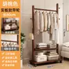 Cabide de Chão de Madeira Maciça para Quarto, Cabideiro Simples Moderno Estilo Chinês Novo para Sala de Estar, Estante de Armazenamento Móvel para Pousadas