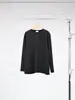 Dragón Marino Warren LST019 26 Otoño Versátil Top Básico con Hombros Rectos, Camiseta de Algodón de Cuello Redondo de Manga Larga para Mujer