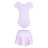Roupa de Dança Infantil para Meninas, Conjunto de Duas Peças para Prática de Dança Moderna de Verão com Manga Curta, Ballet para Meninas Dança Chinesa
