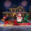 Perro Salchicha Inflable Navideño con Molde de Aire Tirando de un Trineo Muñeco de Nieve Árbol de Navidad Adorno para Jardín Iluminado con LED Decoración Exterior