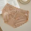 Ropa Interior Sexy de Encaje de Cintura Alta para Mujer, Entrepierna de Algodón, Transpirable y Cómoda, Transparente, con Cortes, que Cubre las Caderas, Bragas para Mujer