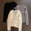 Tejido de punto tipo lana, estilo coreano, hermoso top de malla con patchwork y cuello en V, una capa interior ligera y lujosa para mujer, perfecto para otoño e invierno