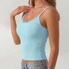 Estilo Nuevo Europeo y Americano Color Sólido Encaje Verano Primavera Sexy Ajustado Crop Top Camisola de Canalé Color Sólido