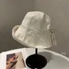 Chapéu de Pescador Fino Estilo Coreano com Aba Elevada e Laço para Mulheres, Chapéu de Bacia Versátil Casual para Primavera e Outono com Proteção Solar, Chapéu de Sol para Exterior