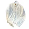 Tendência de moda 2026 camisa azul de manga comprida para homens, verão, única e de nicho, roupas masculinas de alta qualidade, camisa com gola alta desconstruída