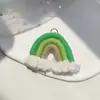 Brincos Pingente com Borla de Algodão Estilo Nórdico Joias Pingente Acessórios DIY Feito à Mão Pequena Chaveiro Arco-íris Trançado