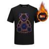 Camiseta de Estilo Europeo para Hombre con Forro de Felpa y Diseño de Oso con Pedrería, Nuevo Modelo 2026, Camiseta Juvenil de Manga Corta Talla Grande Moderna para Hombre