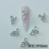 Joyería para Uñas Artísticas Japonesas Nueva Plata Circonita Serie Flash Bow Colgante de Corazón Lazo de Cinta