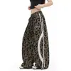 Pantalones de Pierna Ancha con Estampado de Leopardo Retro Americano para Mujer, Nuevos, Sueltos, Adelgazantes, Estilo Plátano, Chica Popular, Pierna Recta, Rayados, Casuales, Largos