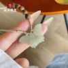 Colgante de Mariposa de Jade Natural Hetian de Xinjiang para Hombres y Mujeres, Collar con Colgante de Jade de Color Zafiro Agua Clara Estilo Antiguo para Novia
