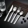 Juego de Cubiertos Florales de Acero Inoxidable Doble Línea con Cuchillo para Filete Estampado, Tenedor, Cuchara, Cuchara de Sopa Texturizada, Juego de Comedor Estilo Occidental de Hotel, Personalizable con Logo