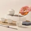 Gaiwan de Cerámica, Una Tetera y Tres Tazas, Regalo Empresarial, Logo Corporativo, Juego de Té Portátil para Viaje al Aire Libre, Juego de Tazas de Té Rápido