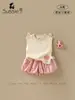 Conjunto de Ropa para Niñas 2026 Verano Nuevo Estilo Ropa para Bebés y Niños Pequeños Chaleco sin Mangas y Shorts Florales Conjunto de Dos Piezas para Niñas
