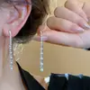 Deja que Brille con los Pendientes de Abrigo de Zhao Lusi, Pendientes Largos de Perlas con Borla Totalmente Diamantados de Diseño Inspirado en Chanel