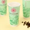 Vaso de Papel Desechable para Té de Leche con Tapa para Empaque de Cafetería, Vaso Grueso Doble Mate para Bebidas Calientes, Uso Comercial, Personalizable