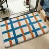 Alfombrilla de baño estilo vintage, alfombrilla de cachemir sintético, alfombrilla absorbente de agua antideslizante, alfombrilla de rejilla geométrica, alfombrilla de suelo para baño en stock