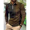 Camisa casual de negocios para hombre con cuello de solapa, manga larga y estampado digital, Camisa de una pieza para hombre Dropshipping