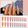 Long Ballet Cor French Wear Nail Art False Nail Art Patch Nail Nail Piece impermeável removível Peça de unha Comércio Exterior
