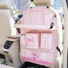 Bolsa de almacenamiento para respaldo de asiento de coche, bolsa colgante de almacenamiento multifuncional para coche, diseño lindo de gato, bolsa de almacenamiento de cuero para viaje anti-patadas