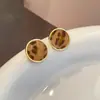 Pendientes de Leopardo Geométricos Estampados de Terciopelo Estilo Hong Kong Aguja de Plata Diseño Retro de Nicho Pendientes Versátiles para el Trabajo Pendientes Simples para Mujer