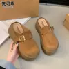 Sandálias Birkenstock de couro genuíno, tamanho pequeno, sola grossa, com aumento de altura, estilo plataforma, para mulheres, nova coleção outono 2026, de calçar, bico fechado, estilo meia-sapatilha