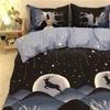 Juego de Cuatro Piezas de Ropa de Cama de Oso de Dibujos Animados Simple Escandinavo Funda de Edredón de Algodón Lavado Azul Juego de Tres Piezas de Sábanas para Cama de Dormitorio Estudiantil