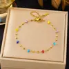 Cadena de Clavícula Versátil de Acero Inoxidable con Piedra de Color Irregular de Nueva Moda Colorida Pulsera Collar para Mujer Joyería al por Mayor