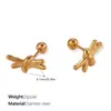 Brincos de Argola com Laço de Diamante Estilo Ins Europeu e Americano Banhados em Aço Inoxidável Ouro 18K Brincos Fashion Diários para Mulheres