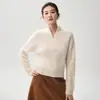 Exquisito suave y pegajoso~Cremallera invisible semiabierta de cachemir para mujer con cuello alto, capa base suave y pegajosa, suéter de punto, capa base, otoño e invierno
