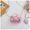 Bolso de otoño para niños, nuevo bolso de hombro portátil con cadena de lentejuelas y dibujos animados, mini bolso cruzado estilo occidental con perlas