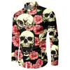 Camisa de Manga Longa Casual Masculina Solta Respirável Série Halloween 3D Impressa com Moldura de Caveira Europeia e Americana Transfronteiriça
