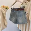 2026 Verano Nuevos Vaqueros de Bolsillo Lavados Vintage Estilo Coreano Sueltos de Pierna Ancha para Mujer