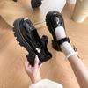 Zapatos franceses de tacón grueso de piel pequeños para mujer, novedad de otoño 2024, falda con cabeza redonda, mocasines Mary Jane de boca baja
