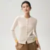 Estilo Minimalista para o Dia a Dia Outono 2026 Novo Cardigã de Caxemira Gola Redonda Peça Externa de Caxemira Suéter Feminino Gola Redonda Color Block