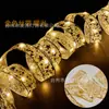 Fita de Luz LED Decorativa de Natal Transfronteiriça, Fita de Cetim com Estampa Dourada, Luzes de Fita em Laço Brilhantes, Luzes Decorativas de Ambiente