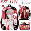 Mochila de Estudiante Periférica de Chainsaw Man Mochila de Tres Piezas Bolso de Hombro Estuche para Lápices Traje de Estudio