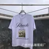 Versión Alta Transfronteriza Colección de Manga Corta Rhude Retro Americano Marlboro Streetwear Casual Holgado Pareja Camiseta de Cuello Redondo
