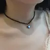 Nova transmissão ao vivo de celebridade da internet com a Coreia do Sul super fofa corrente de clavícula de gato super brilhante cristal preto pontiagudo corrente de pescoço atacado