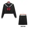 Conjunto de uniforme de marinheiro estilo japonês transfronteiriço, incluindo opções de manga longa e manga curta, em um design preppy, estilo escolar com uma saia plissada preta, adequado para uniformes escolares
