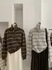 Suéter de Punto a Rayas Omalai con Media Cremallera Invierno 2025 Nuevo Holgado de Cuello Alto Jersey de Punto de Manga Larga 5739