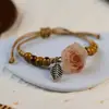 Jingdezhen Navidad Cerámica Cuerda Trenzada Pulsera Animales de Dibujos Animados Cuerda de Mano Joyería al por Mayor para Atracciones Turísticas Nicho Lujo Ligero