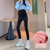 Leggings de Maternidade Plus Size 100kg Outono e Inverno Calças Quentes de Tubarão Emagrecedoras Roupa Exterior Calças de Maternidade com Forro de Lã e Espessado