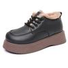 Nuevos Zapatos de Mujer 2025 Suela Gruesa Antideslizante Transfronterizos Zapatos Pequeños de Cuero Con Terciopelo Para Mantener el Calor y Versátiles Zapatos de Algodón para Mujer con Puntera Redonda Que No Cansan los Pies