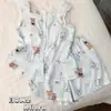 Conjunto de pijama feminino com top regata acolchoado e shorts, novo estilo de verão 2026, algodão nuvem, conjunto de roupa de casa com renda de desenho animado fofo